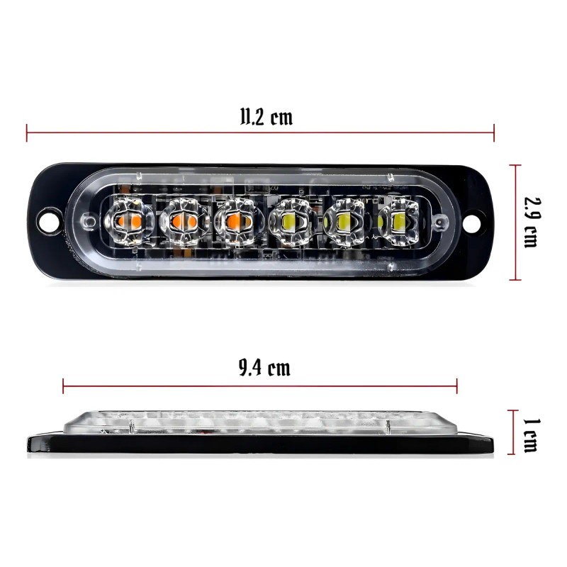 Par Barra Lateral Faro Led Estrobo Patrulla Auto Moto