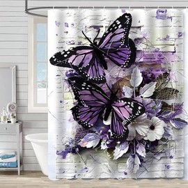 FAIRYGATE Bathroom Curtains Shower Hotel Shower Curtains Waterproof Anti Bacterial Polyester Stripe Picture Shower Curtain Garden B9122