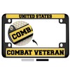 Motorcycle Metal License Plate Frame with U.S. Combat Veteran Design