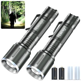 LETMY LED Flashlight 2 Pack - Super Bright Tactical Flashlights High Lumens - Zoomable, 5 Modes Flash Light, Waterproof Powerful Flashlights for Hurricane Home Emergency Camping Outdoor