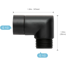 OFFO Shower Head Elbow Adapter, All Metal Handheld Shower Head Elbow Adapter Shower Arm Angle Adapter 90 Degrees, Matte Black