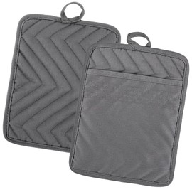 Oruola 2 Stück Topflappen Grau,Topflappen Set,Backofenhandschuhe HitzebestäNdig,Anti-Rutsch Ofenhandschuhe,GrauTopflappen zum Kochen Backen Grillen Küchenzubehör,Waschbare Topfhandschuhe