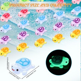 50 pcs Luminous Mini Resin Turtles, Cute Bulk Tiny Sea Turtle Figurines Glow in The Dark, Safe Non Fading Resin Miniature Animal Figures for Ocean Theme Decor Nail Art Garden Micro DIY Hidden Game