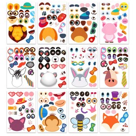 MKUCCD 36 Sheets Make Your Own Animal Stickers for Kids Toddlers, Make a Face Stickers for Party Favors Supplies Crafts, Stickers for Girl Boy Kid Birthday Gifts