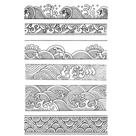 Arrietty Chinese Japanese Retro Style Ocean Waves Borders Lines Clouds Stamps Scrapbook DIY Photo Album Cards Rubber Stamp Clear Stamps Transparent Stamp …