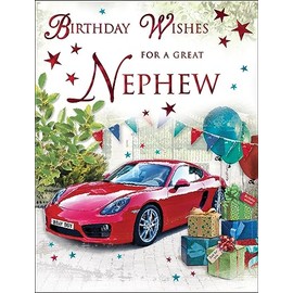Regal Publishing Birthday Card Nephew, Car - 8 x 6 inches
