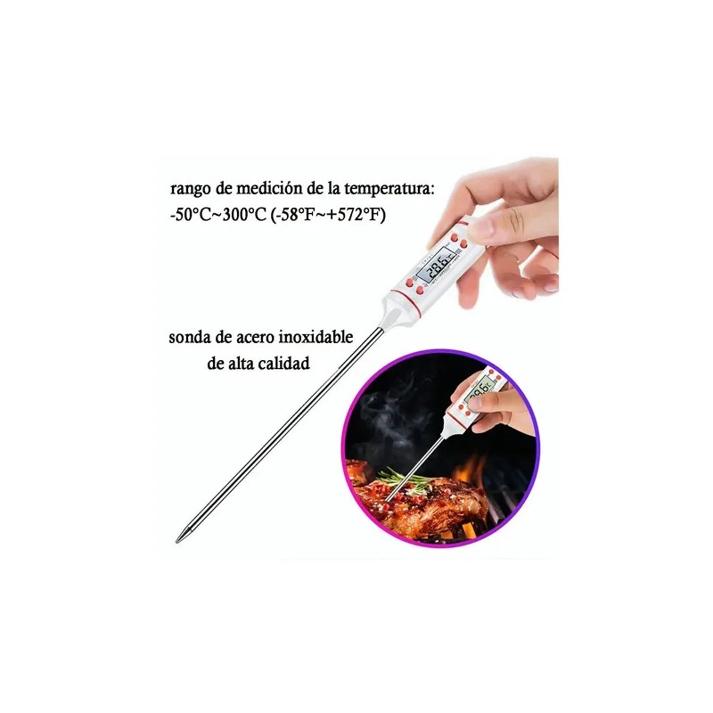 Termometro Digital Cocina Carne Reposteria Chcolate Comida Blanco