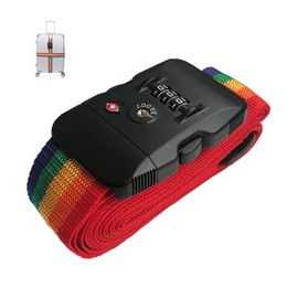 Cross Luggage Straps for Suitcases TSA Approved Adjustable Suitcase Packing Belt with 3-Dial Combination Lock Fit 20-34nch Baggage Packing Travel Accessories (Rainbow)