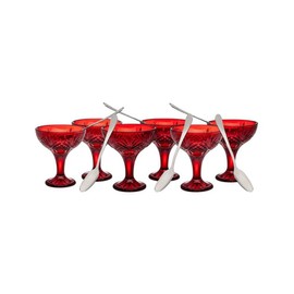 Godinger Taster Glass Set, Wine Tasters, Coupe Glasses, Glassware for Tastings & Entertaining, Red Set of 6
