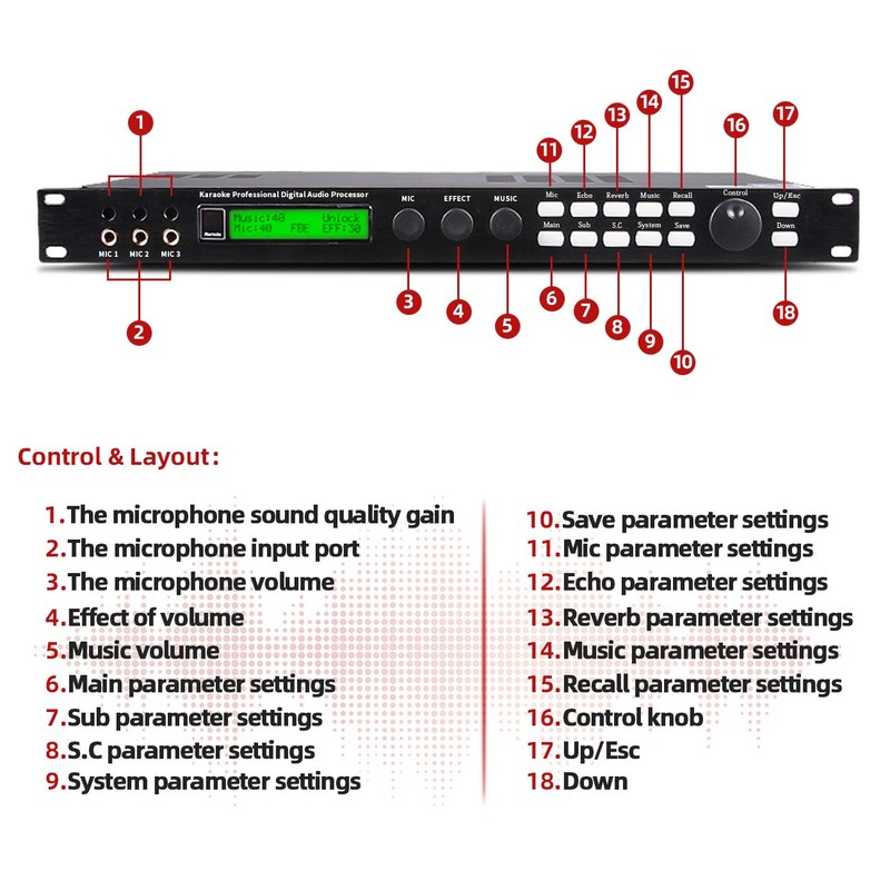 Depusheng X5 Digital Mixer Reverberator Microphone KTV Karaoke Audio Processor