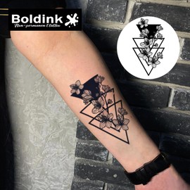 Boldink Temporary Tattoos, semi permanent tattoos, 15-day long lasting tattoo sticker, waterproof and anti-reflective, unique design(Flower 12)