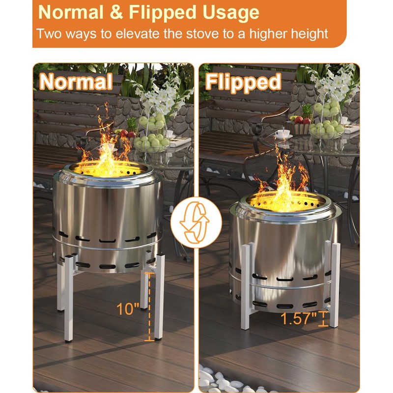 Garbuildman 15-27 Inch Universal Firepit Stand for Solo Stove Bonfire