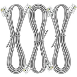 NECABLES (3 Pack) Phone Cord 6ft Telephone Cord Phone Line Cord RJ11 6P4C Male to Male for Landline and Fax - 6 Feet
