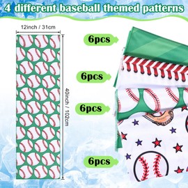 FuWeave 24 Pack Cooling Towel 40 x 12 Inch Baseball Towels Soccer Ice Towel Basketball Towel Football Towel Volleyball Towel Sport Towel for Athletes Team Gifts Yoga Gym Camping Running(Baseball)