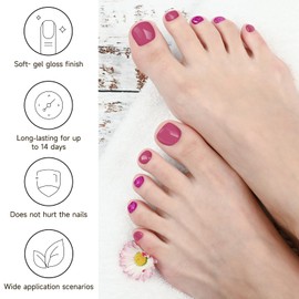DUKASOU Gel Nail Seals for Feet Semi-Cured Nail Seals Cure Type Removable Gel Nails Easy Off Prep Pad Nail File Wood Stick Included - Hibiscus Flower