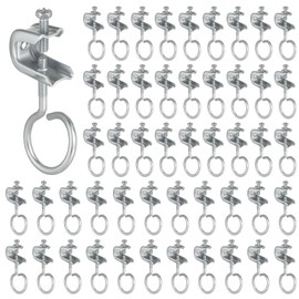AOKLIT 50Pack 1/4" x 20 Beam Clamps Steel Small C Clamps with Screws Rings, Metal Cable Clamp with Threaded Bridle Rings Hangers for Pipe Cable (1 1/4 Inch Bridle Rings)