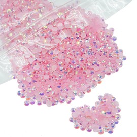qiipii 8000PCS 3mm Pink AB Resin Rhinestones for Crafts Light Pink AB Flatback Jelly Rhinestones Bulk SS10 Non-Hotfix Stones Diamonds Crystals Gems for Mugs Tumblers Bottles DIY Crafts Decoration