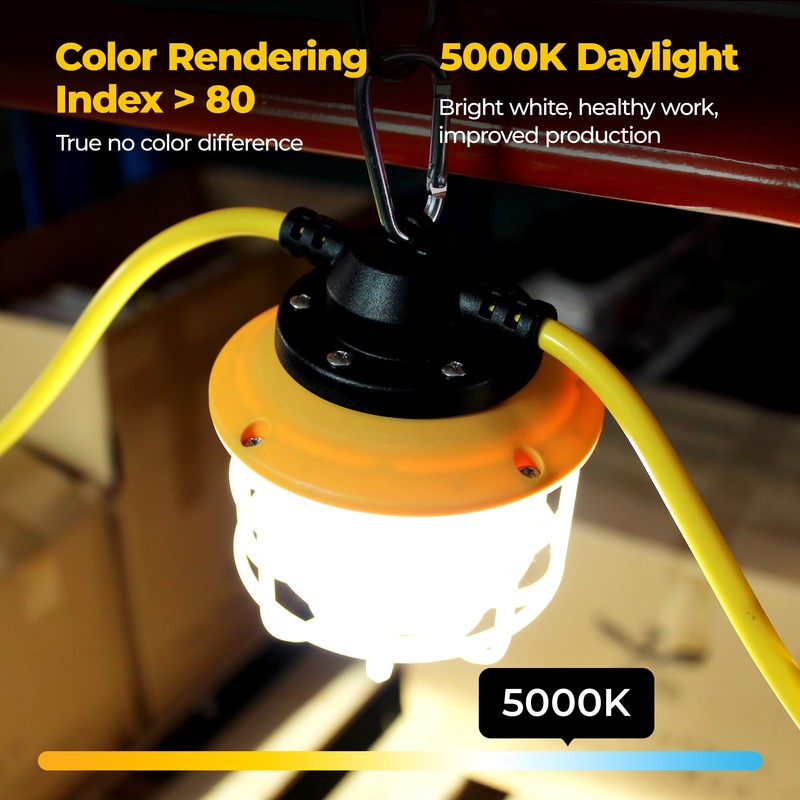 100FT Construction String Lights: 3 Prong 150W Ultra-bright 21000 lumens
