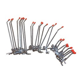 ToolUSA 24 Pc Deluxe Peg Hook Kit | 8 Each of 2", 6", 8" Hooks | 5/32" (0.4 cm) Width | Red Rubber Tips | for Standard Peg Board