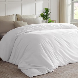 Oversized King Plus Duvet Cover 128"x120", Only One Piece Extra Large Ultra Soft Microfiber White Duvet Cover for All Season - Zipper Closure, 8 Corner Ties(White, Oversized King Plus 128x120 inches)