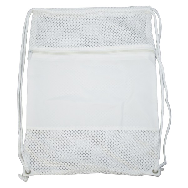 Nylon Drawstring Mesh Tote Bag with Large Front Zipper Pocket