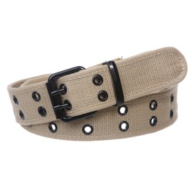 Double Hole Grommets Canvas Web Belt, Khaki | 5xl (47"~49" waist)