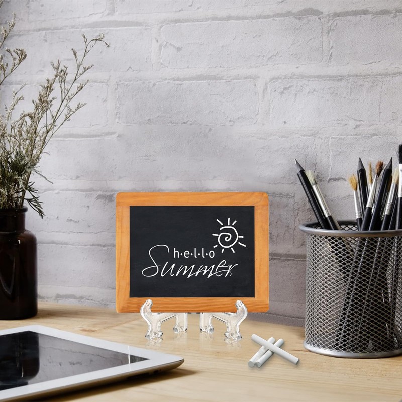 Funzhan 2pcs Black Plastic Acrylic Easels Fold Display Stand Plastic