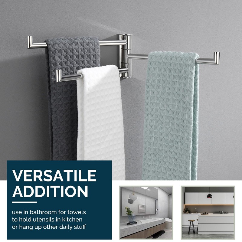 Angle Simple Swivel Hand Towel Rack 3 Bars Polished Chrome,