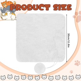 Abbylike 3 Pack 11.8" Square Cat Dog Bed Cushion Pad Mat Faux Rabbit Fur Pet Bed with Ball Anti Slip Soft Washable Cat Tree Tower Replacement Cushion Pad for Crate Cage Carrier Window Perch, White
