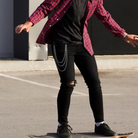 LIQWEI 1 Pc Pants Chain for Women, Punk Trousers Chain Silver Belt Chains,Three-Layer Zipper Wallet Chains Pocket Big Accessories for Men Women Streetwear Urban Fashion