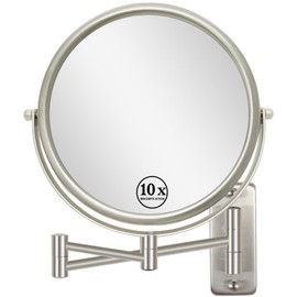 Erlingeryi 8" Wall Mounted Makeup Mirror 1X/ 10x Magnifying Mirror Double Sided Vanity Makeup Mirror for Bathroom Nickel Brush Finish