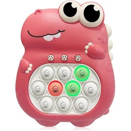 Pop Quick Push Game Light Up Fidget Toys Handheld Puzzle Press Popping Game Console Birthday Gift for Kids Ages 3+ Adult Pink Dinosaur - Color: Pink