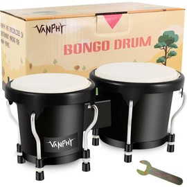 Drum 4'' and 5'' Set for Kids Adults Beginners Percussion Bongos Drum With Tuning Wrench (Deep Purple) - Color: Black, Size: 45