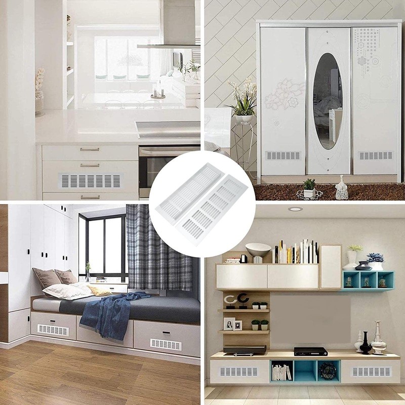 Cabinet Air Vent Grille Silver Rectangle Heat Dissipation Ventilation Grill
