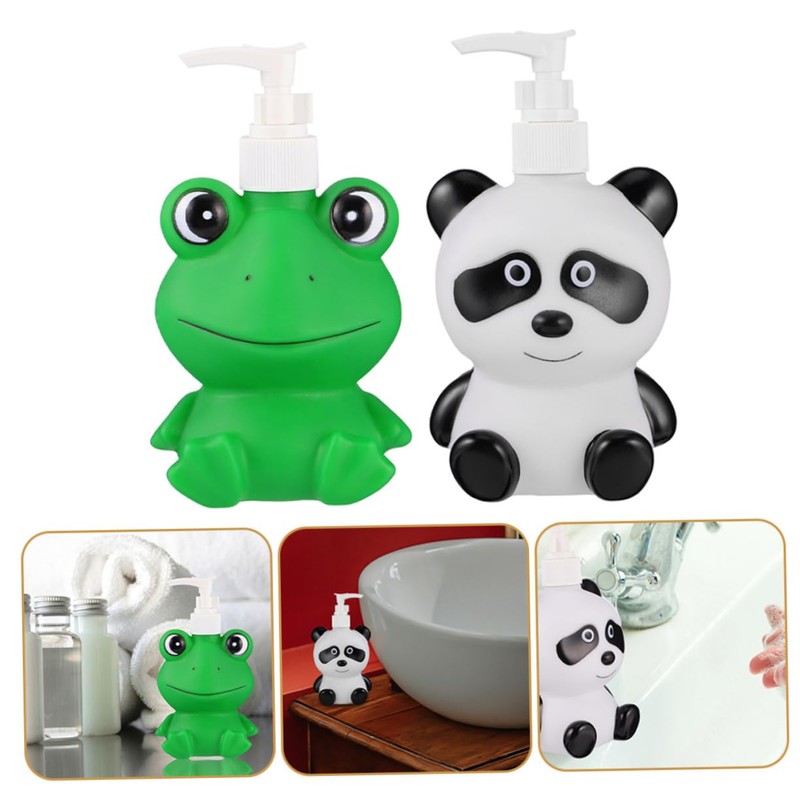 Ipetboom 2Pcs Multi Function Portable Travel Bottles Cartoon Panda Frog