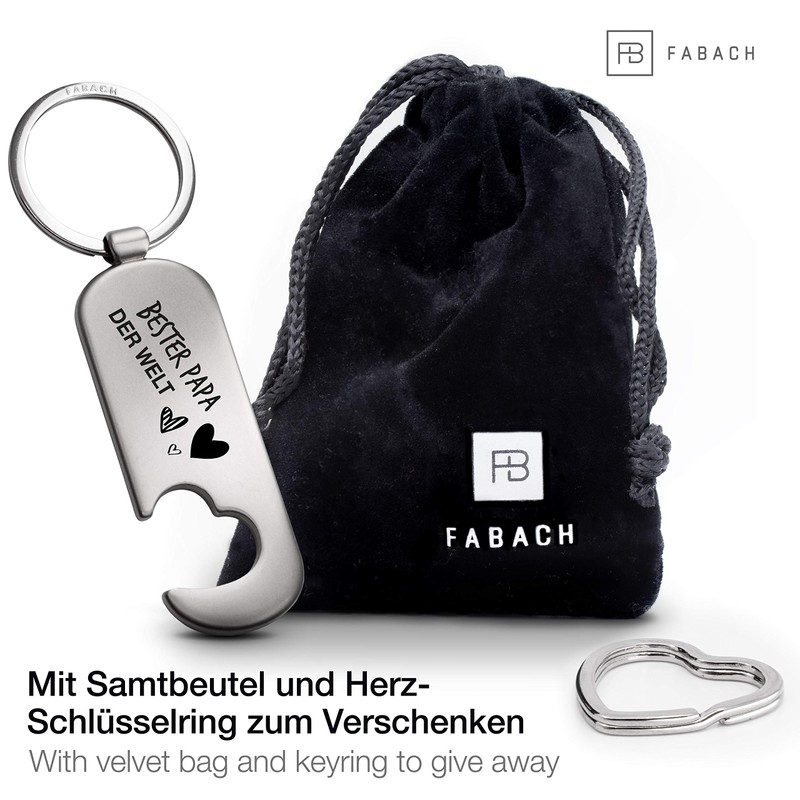 FABACH Bester Papa Schlüsselanhänger mit Flaschenöffner und Gravur "Bester Papa