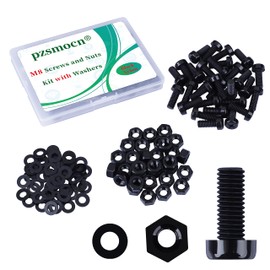 Pzsmocn 90pcs/30sets M8*20mm Black Nylon Plastic Phillips Round Head Screw Hex Nuts with Insulating Washer Standard Size for DIY and Electronic Mounting