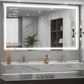 HJZHII 2 Pack White Mirror Decal, Car Mirror Decal 3D Vinyl Mirror Decal Waterproof Bathroom Decor Positive Affirmation Mirror Sticker for Women Home Living Room Bedroom Girl Decoration