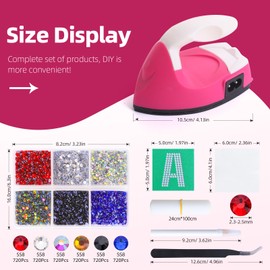 MYYKO Hotfix Rhinestone Applicator Iron Kit Art DIY Template with 4320 pcs Mixed Color Hotfix Rhinestones,Heat Fixed Machine Iron Set for for Clothes, T-Shirt, Hat,Fabric,Cardstock, Leather