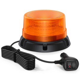 Fxlpower LED Rotating Beacon Light with 2.8 Metre Cable, Yellow Warning Light 10-80 V for Construction Vehicles, Forklifts, Tractors, Golf Carts, Trailers, Snow Plough