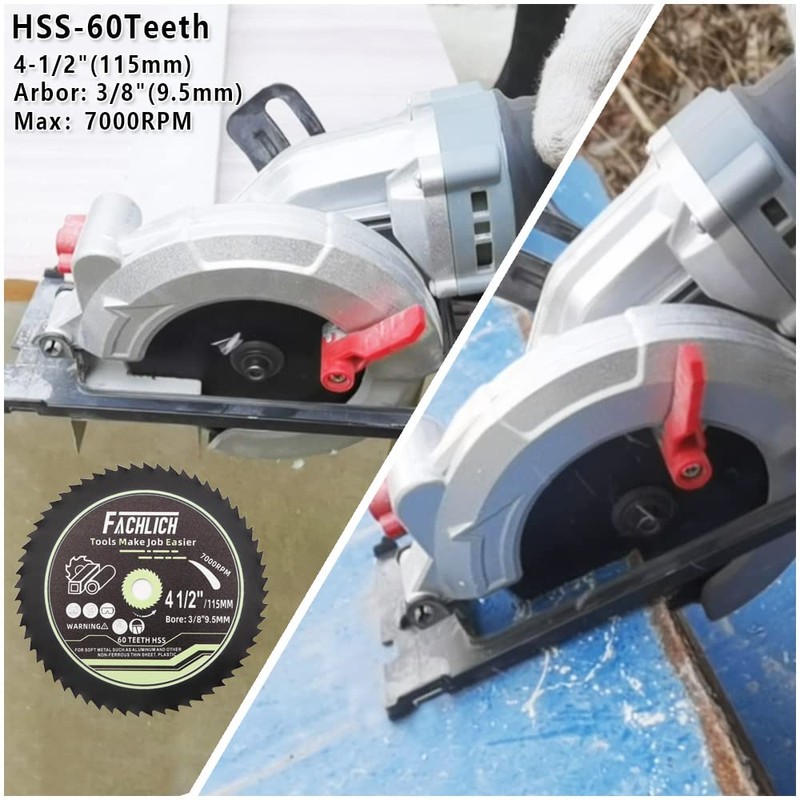 FACHLICH 4-1/2" Circular Saw Blades Set,6pcs HSS/TCT/Diamond Saw Blades for