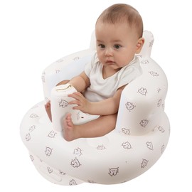 Inflatable Baby Seat for Babies 3 Months and Up, Toddler Floor Seats for Sitting Up, Built in Air Pump Baby Seats for Kids, Blow Up Baby Chair with Back Support - Rabbit