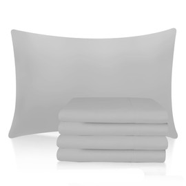 Sunshine Comforts Pillow Cases 4 pack -Microfiber luxury Pillow Cases/Pillow Protectors, Hotel Quality Fabric & Wrinkle free pillowcase 4 pack (Standard Size 75x50 cm, Grey)