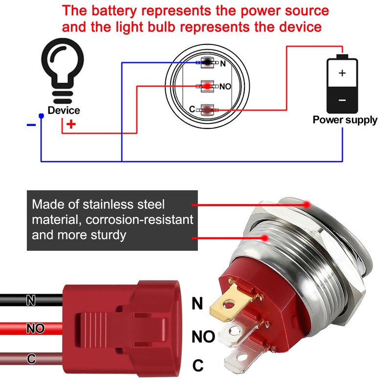 Fyimxsc 3 Pack ON OFF Round Rocker Switches with Wire