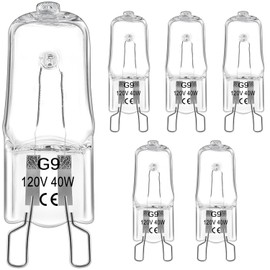 G9 Halogen Bulb 40W 120V 2700K Warm White Dimmable 480LM, T4 JCD Type 2 Pin Base G9 Halogen for Oven Bulbs, Chandelier Range Hood Bathroom Under Cabinet Lights, 6 Pack