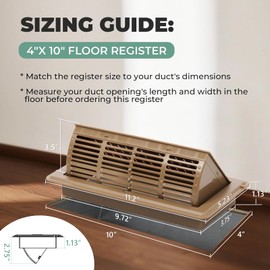 2-in-1 Vent Deflector & Floor Vent Covers, Floor Register 4x10, 2 Pack Adjustable Heat Air Vent Deflectors, Vent Covers for Home Floor, Office, Ceiling, Tool-Free Installation (Brown)