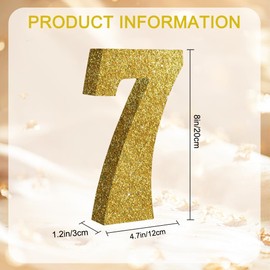 TONIFUL 8 Inch Gold Glitter Number 7 Table Centerpiece 0-9 Gold Birthday Party Decorations,Gold Digit 7 for Birthday Decoration,Graduation,Bridal Shower,Engagement,Anniversary Party Supplies