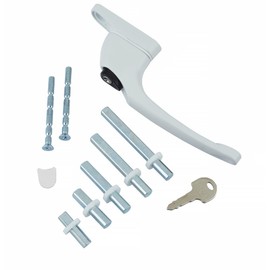 FixRello uPVC White Window Handle - 1 x Universal espag Inline Locking Handle for DIY and Home Repairs - with Key and Instructions - Multi Spindle PVC Window Handle