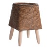 Indoor Woven Planter with Stand, Rattan-Style Plastic Flower Pot Holder,