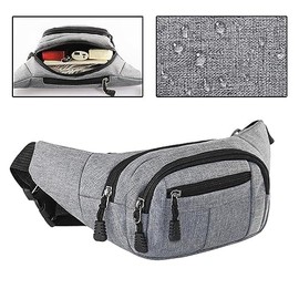 FATASH Waterproof Bumbag with 4 Zip Pockets Adjustable Strap Waist Fanny Pack | Phone, Wallet, Passport Holder | Lightweight Sling for Hiking, Running, Gym | Crossbody Bag for Men & Women